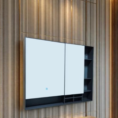 Armoire de miroir de beauté intelligente avec réfrigérateur Toutes les lumières LED en aluminium toucher ouvrir les lumières de débrouillard
