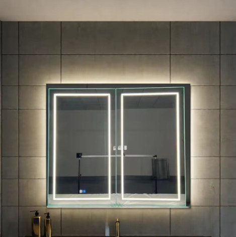 Fabrique en gros Elegant Cabinet Douche Grand miroir éclairé Salle de bains Smart LED Cabinet miroir miroir Aluminium