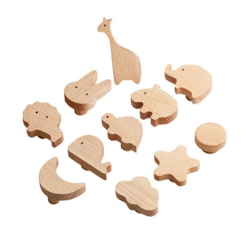 Créatif dessin animé chambre d'enfant animal porte de placard tirer tiroir en bois massif armoire armoire porte poignée crochets