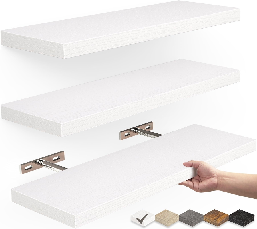 Étagère de livre à paroi en bois blanc Cuisine Étagères flottantes Étagère pour la décoration de la maison
