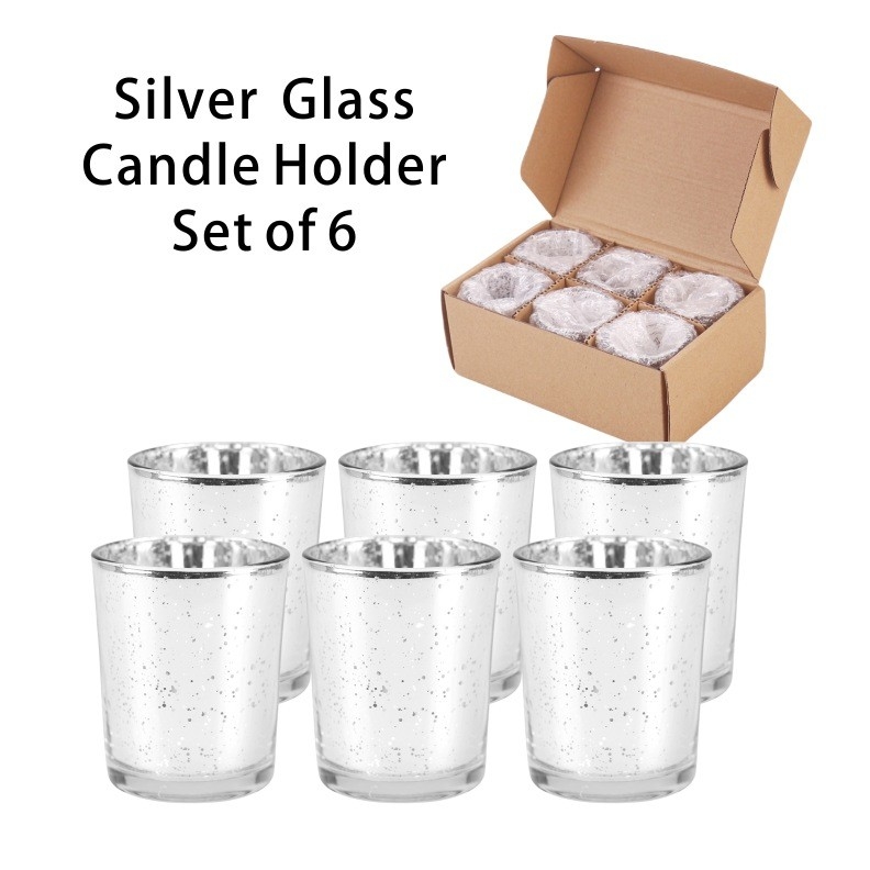 Ensemble de bougies de verre de placage de la couleur des paillettes électro-plaqué petit pot de bougie pour la décoration de mariage