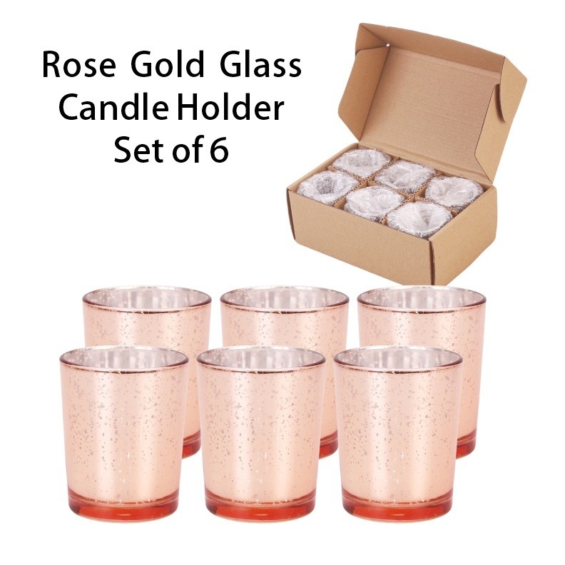 Ensemble de bougies de verre de placage de la couleur des paillettes électro-plaqué petit pot de bougie pour la décoration de mariage