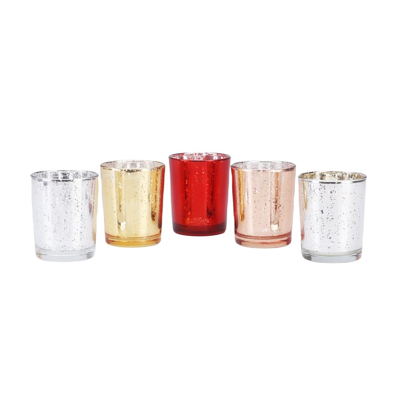Ensemble de bougies de verre de placage de la couleur des paillettes électro-plaqué petit pot de bougie pour la décoration de mariage