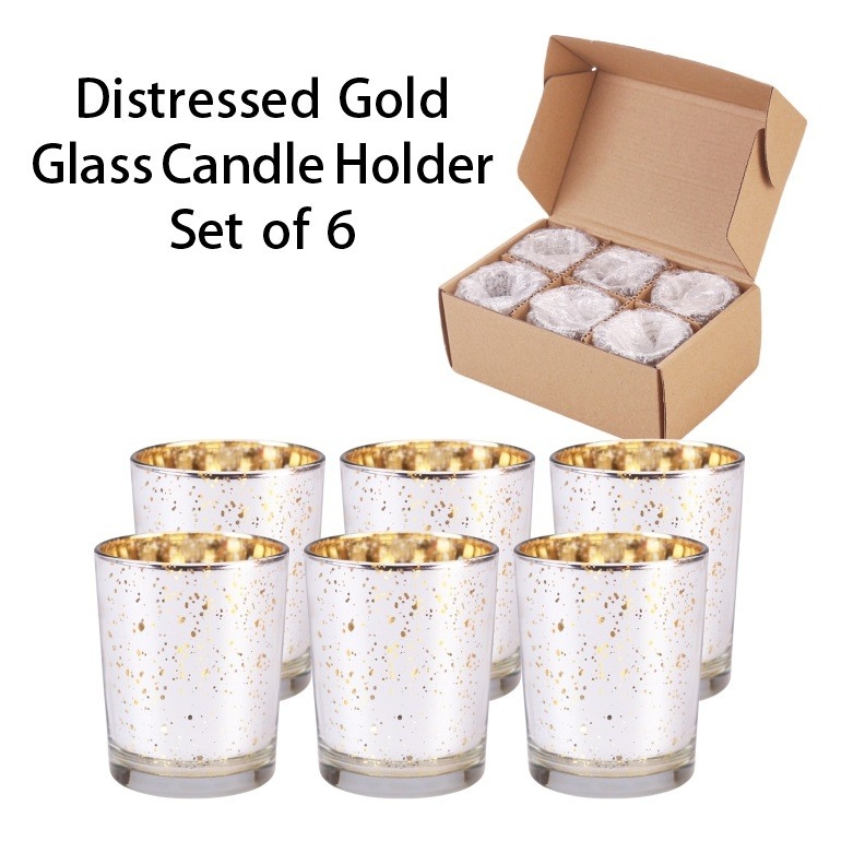 Ensemble de bougies de verre de placage de la couleur des paillettes électro-plaqué petit pot de bougie pour la décoration de mariage