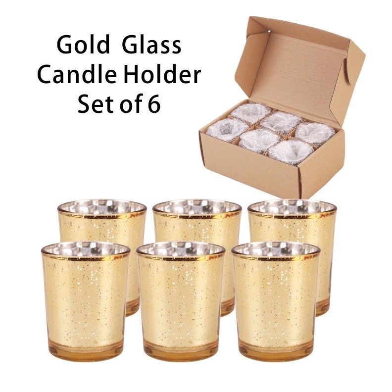 Ensemble de bougies de verre de placage de la couleur des paillettes électro-plaqué petit pot de bougie pour la décoration de mariage