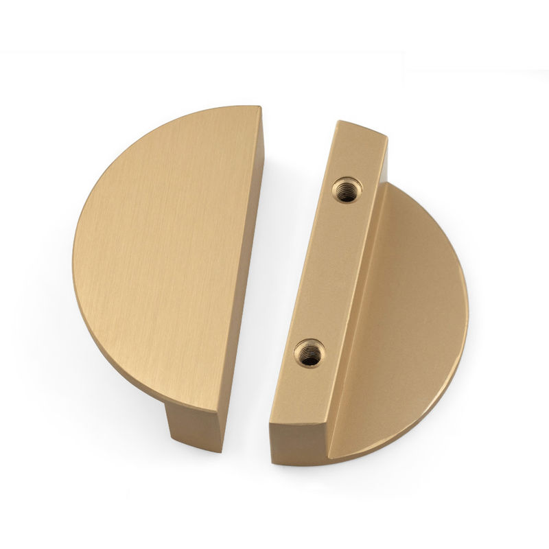 le tiroir moderne de demi-lune de couleur de laiton d'or de 120mm tire les poignées en aluminium de Cabinet avec des vis